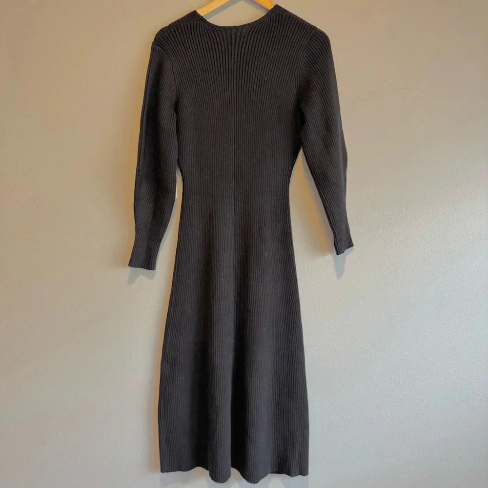Hyacinth House Knit Sweater Dress V-Neck Long Sleeve Elegant Classy M - Picture 3 of 8